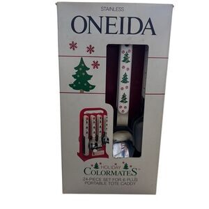 Oneida Holiday Colormates 24 Piece Set For 6 Vintage Flatware Set
